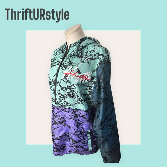 ENCRYPTED‎ NYC retro Y2K HUSTLE tri-color windbreaker Large - Picture 3 of 6